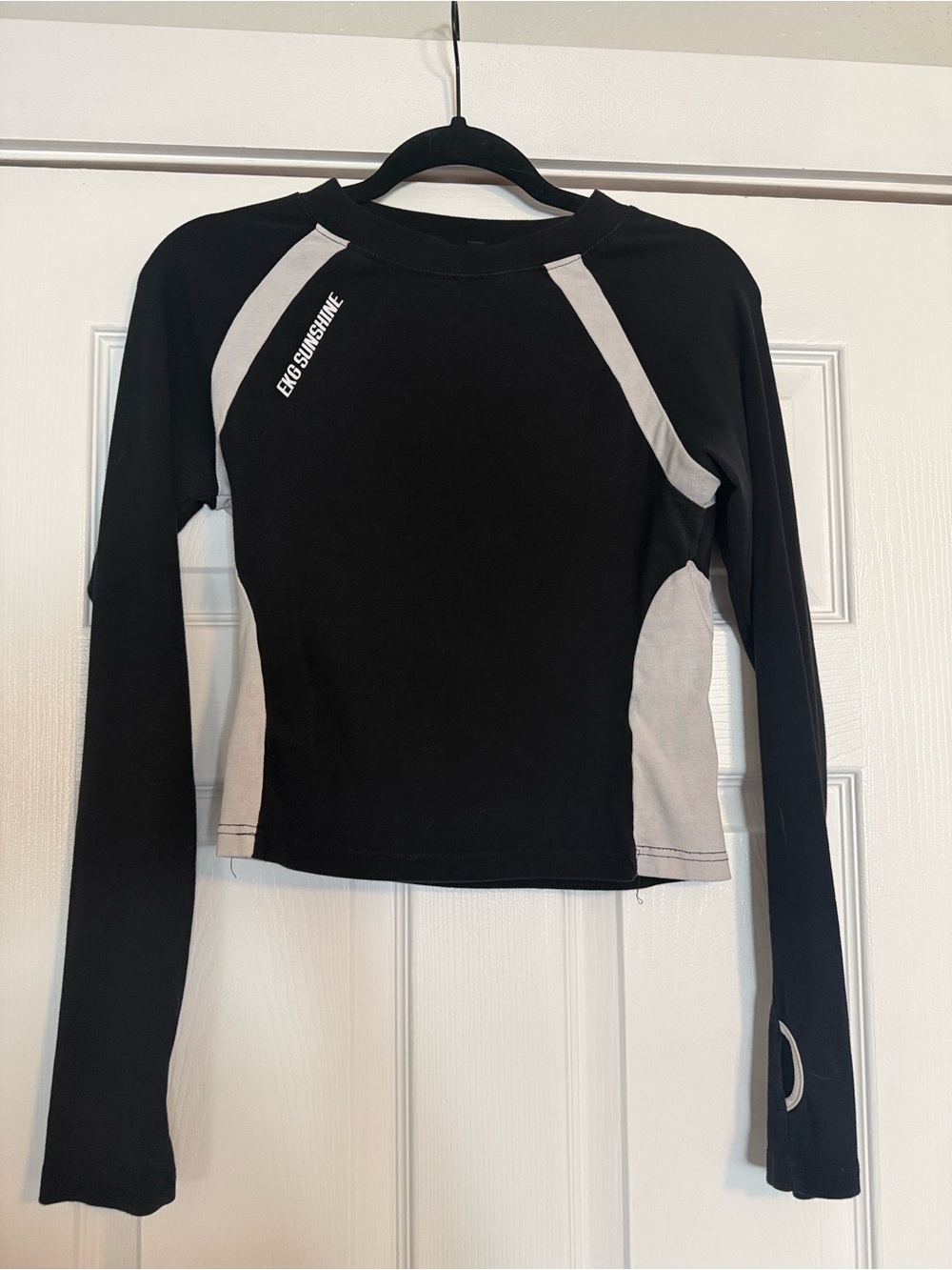 Studio Black and Gray Long-Sleeve Athletic Top